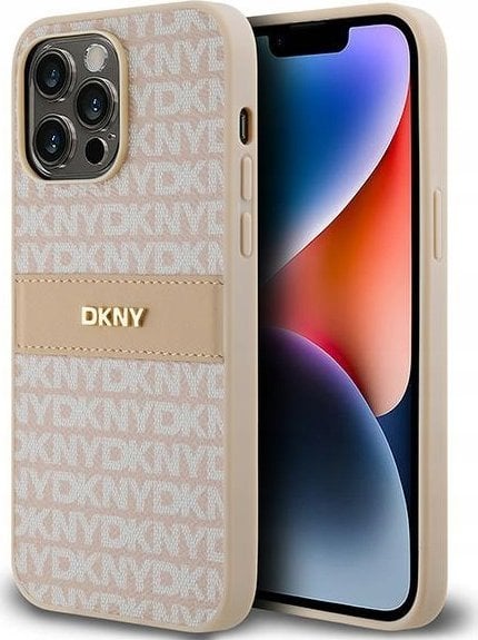 DKNY DKHCP14XPRTHSLP iPhone 14 Pro Max 6.7" różowy hardcase Leather Mono Stripe & Metal Logo
