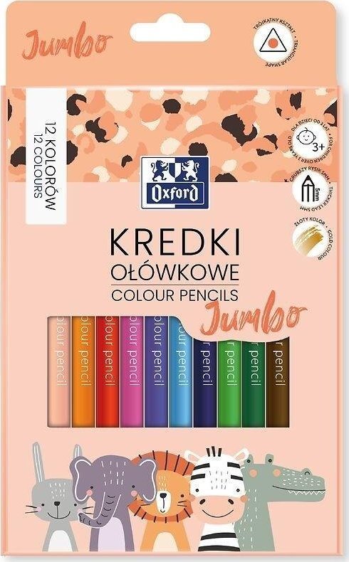 Oxford Kredki ołówkowe Kids Jumbo 12 kolorów
