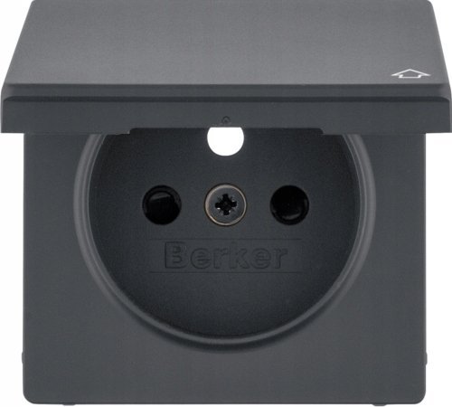 Hager Q.x Płytka czołowa z samozamykającą pokrywą z przysłonami styków, antracyt aksamit, lakierowany 3965436086