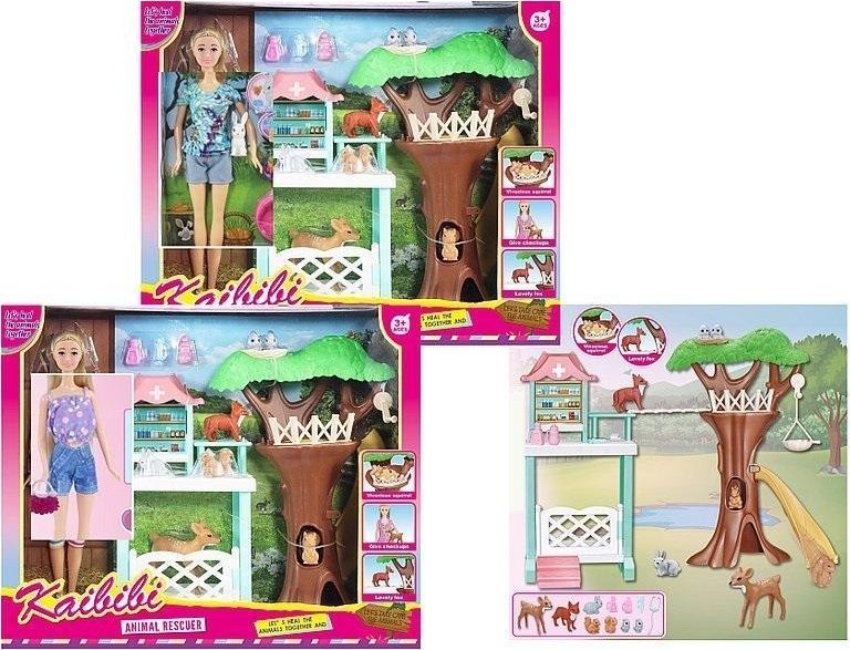 Lalka weterynarz ze zwierzętami 29cm