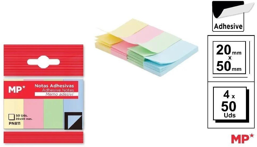 Karteczki samoprzylepne 20x50mm 4x50szt