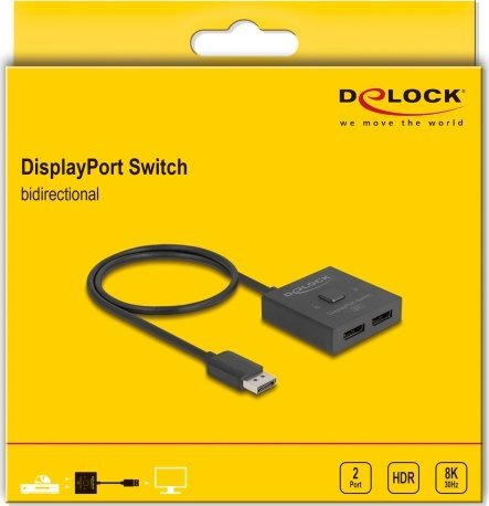 Delock DeLOCK DisplayPort Switch 2 > 1 bidirectional 8K (black, 50cm)