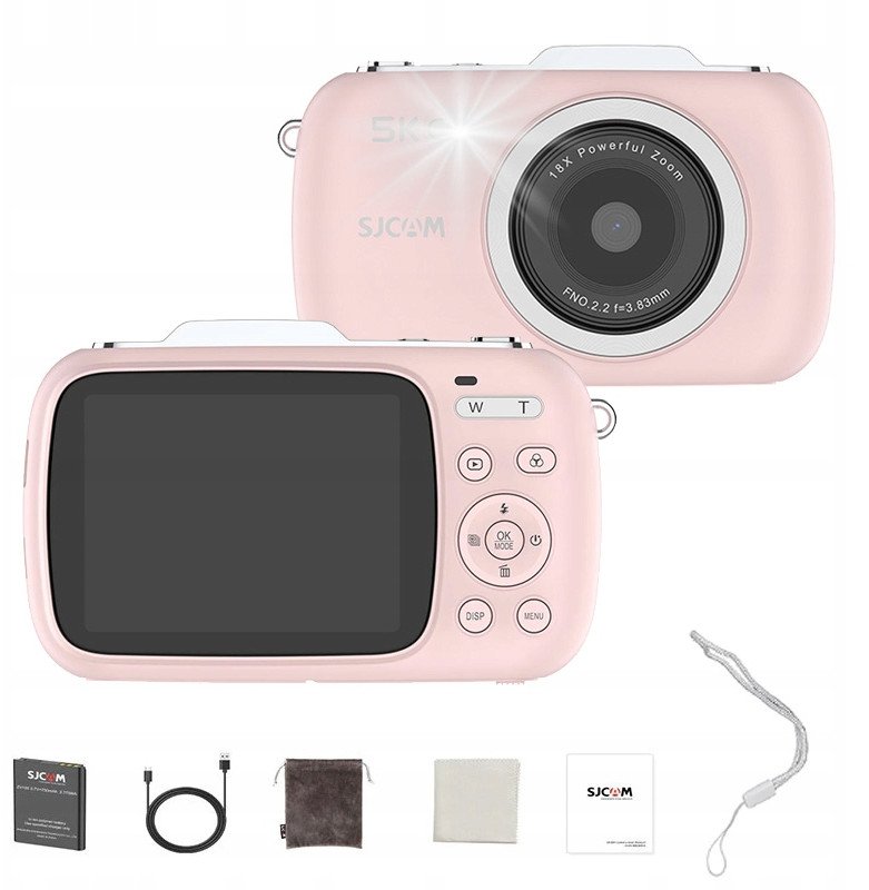 Aparat Cyfrowy SJCAM ZV100 różowy dla Dzieci Młodzieży kamera WEBCAM 80Mpx