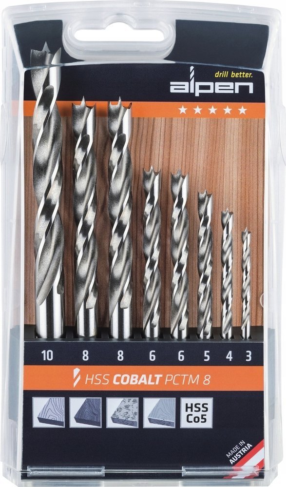 Wiertło Alpen HSS-Co5 PCTM 8-pcs Profi Wood