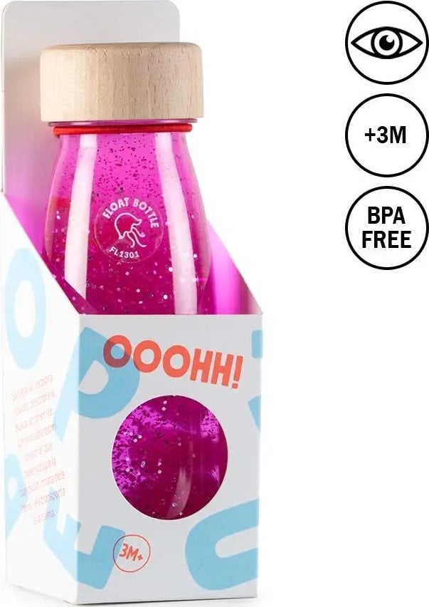 Petit Monkey Petit Boum, Butelka sensoryczna FLOAT różowa