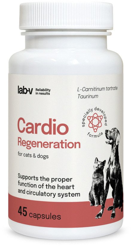 LAB-V Cardio Regeneration Wsparcie prawidłowego funkcjonowania pracy serca i układu krążenia dla psów i kotów 45 kapsułek