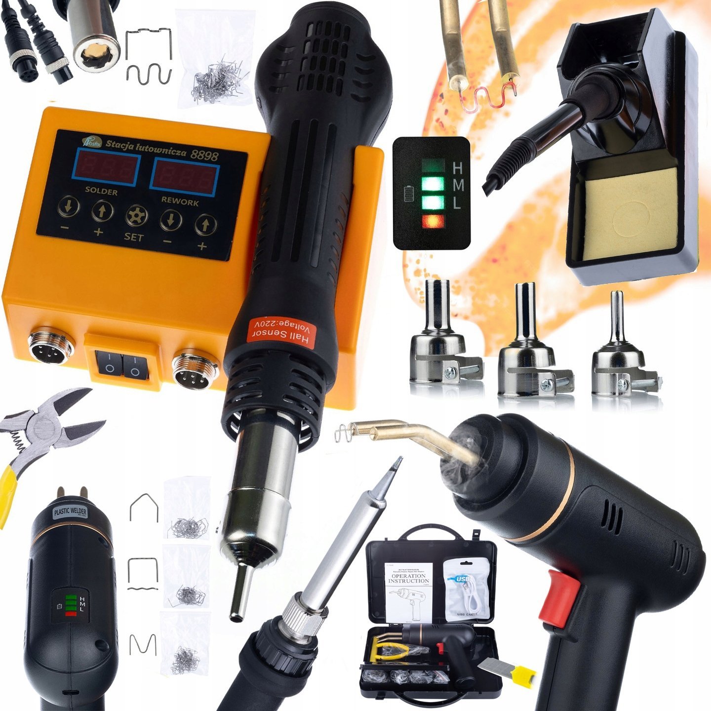 Rosfix STACJA LUTOWNICZA 2W1 LUTOWNICA HOT-AIR ROSFIX 660W +AKUMULATOROWY ZSZYWACZ