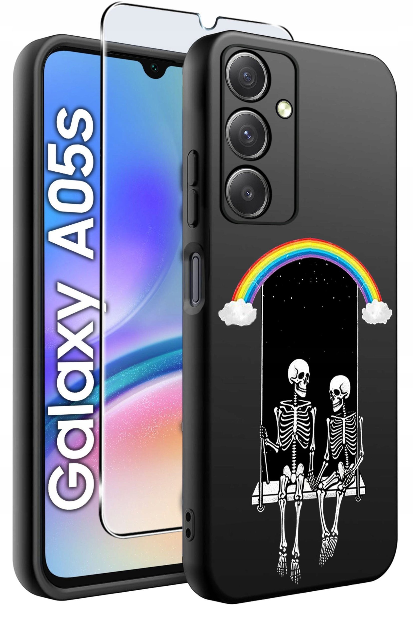 ETUI do Samsung A05s WZORY | SILIKONOWE MATT CASE + SZKŁO 9H