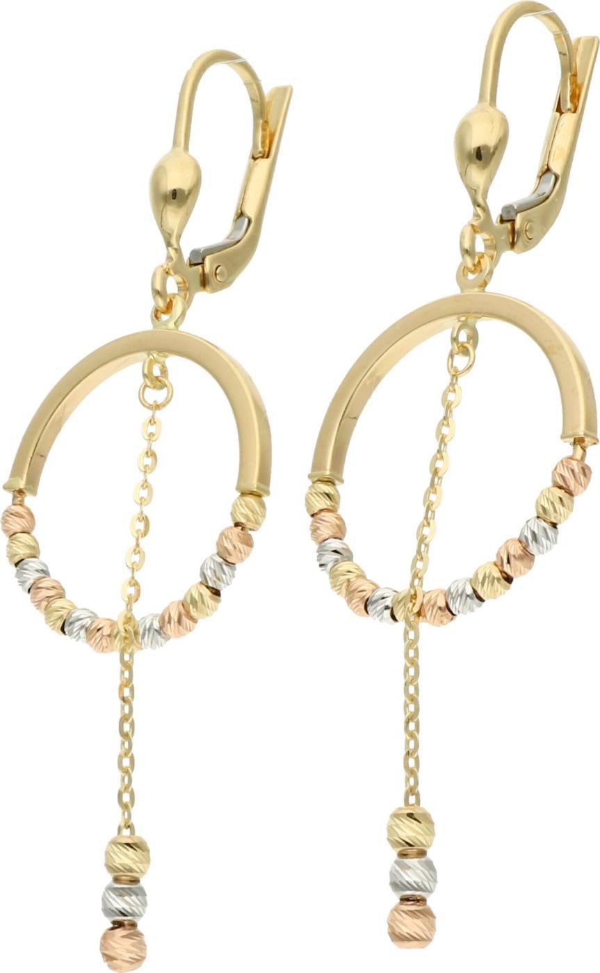 Rosanto Ciekawe złote kolczyki z diamentowanymi kulkami 585 14k