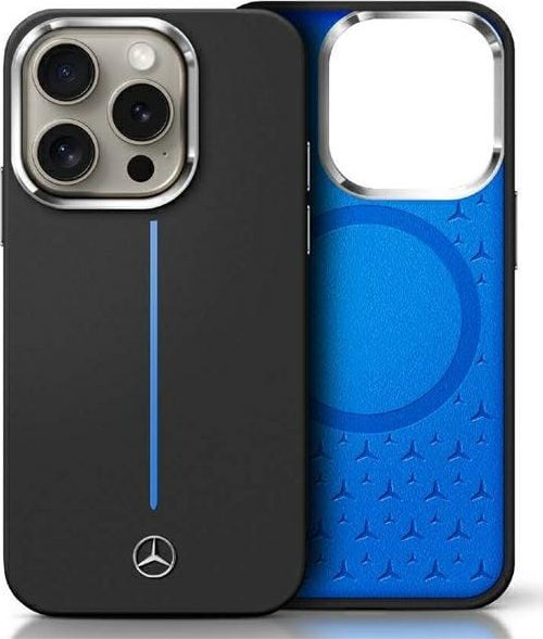 Mercedes Mercedes MEHMP16S23SUMBK iPhone 16 6.1" czarny/black hardcase Silicone Blue Stripe MagSafe