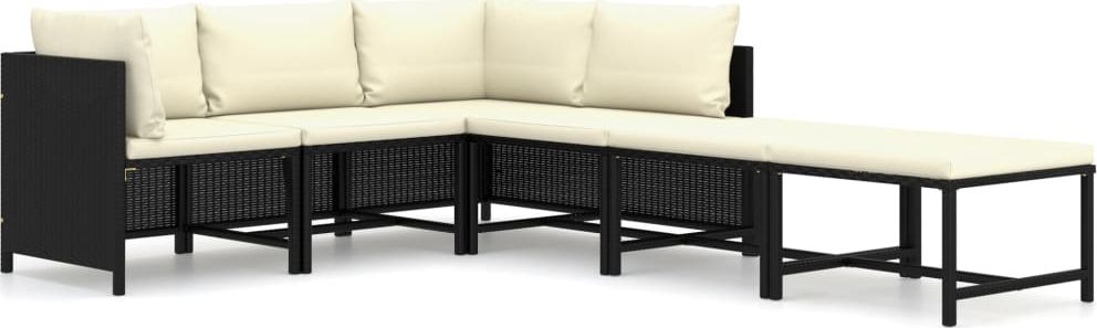 vidaXL 6-cz. zestaw wypoczynkowy do ogrodu, poduszki, rattan PE czarny