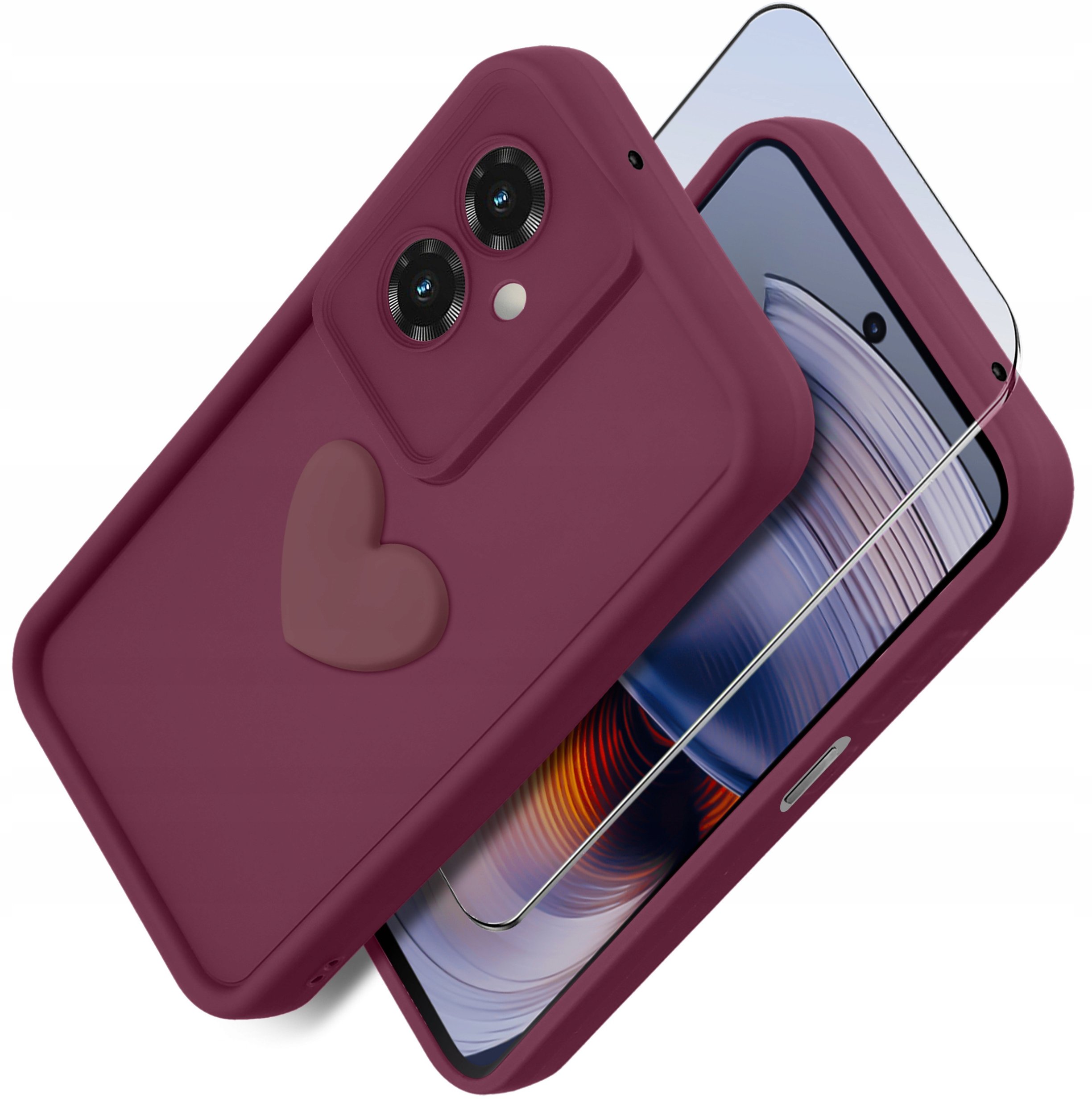 Etui do Motorola Moto G55 5G silikonowe MATOWE serce + Szkło na ekran