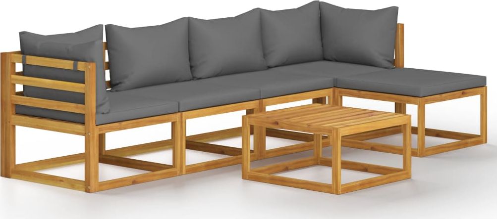 vidaXL 6-cz. zestaw wypoczynkowy do ogrodu, poduszki, drewno akacjowe