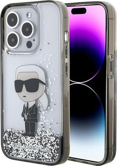 Karl Lagerfeld Karl Lagerfeld KLHCP15LLKKNSK iPhone 15 Pro 6.1" transparent hardcase Liquid Glitter Ikonik