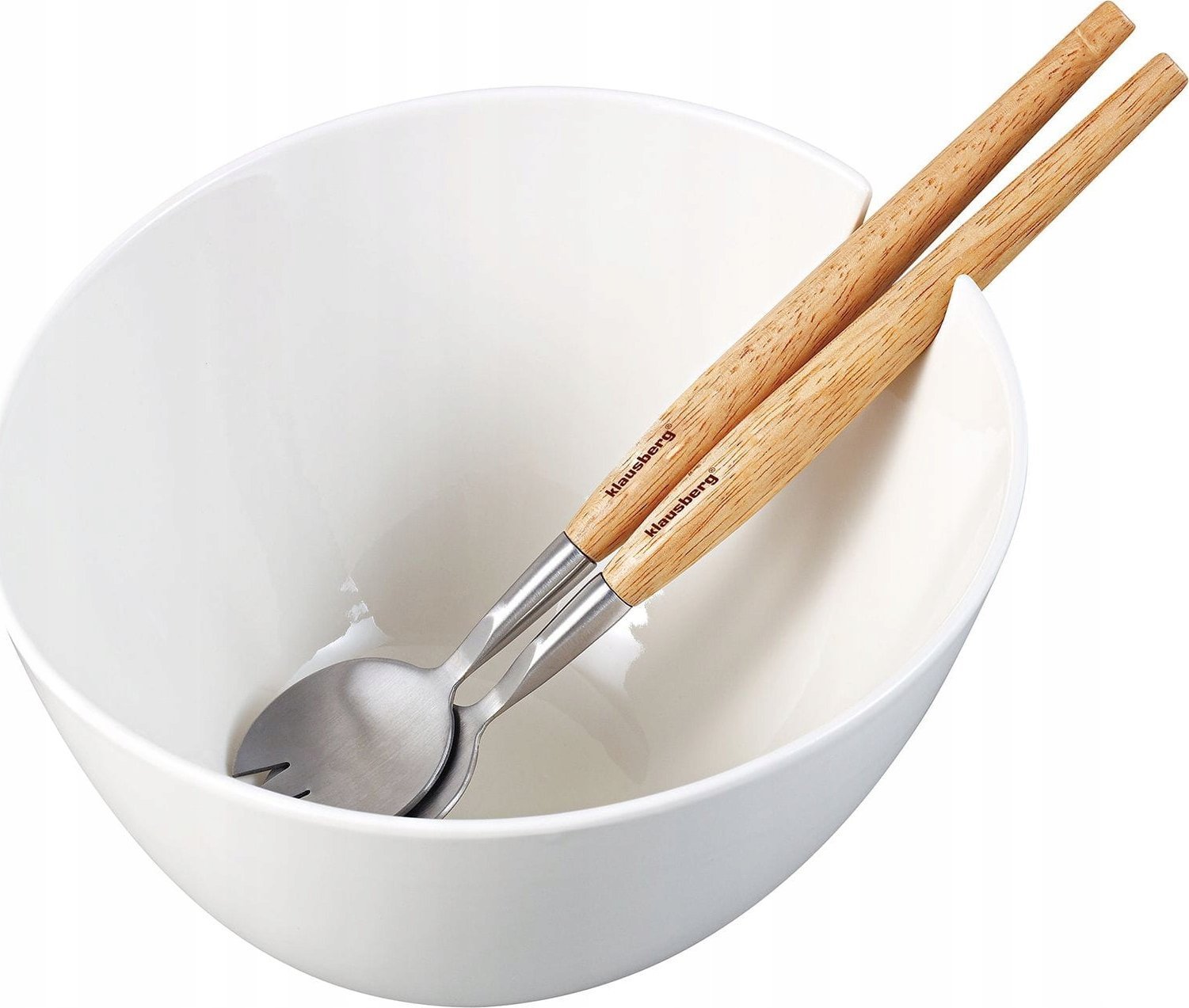 PORCELANOWA MISA 23cm DO SAŁATEK Z ŁYŻKAMI KLAUSBERG KB-7787 BIAŁA