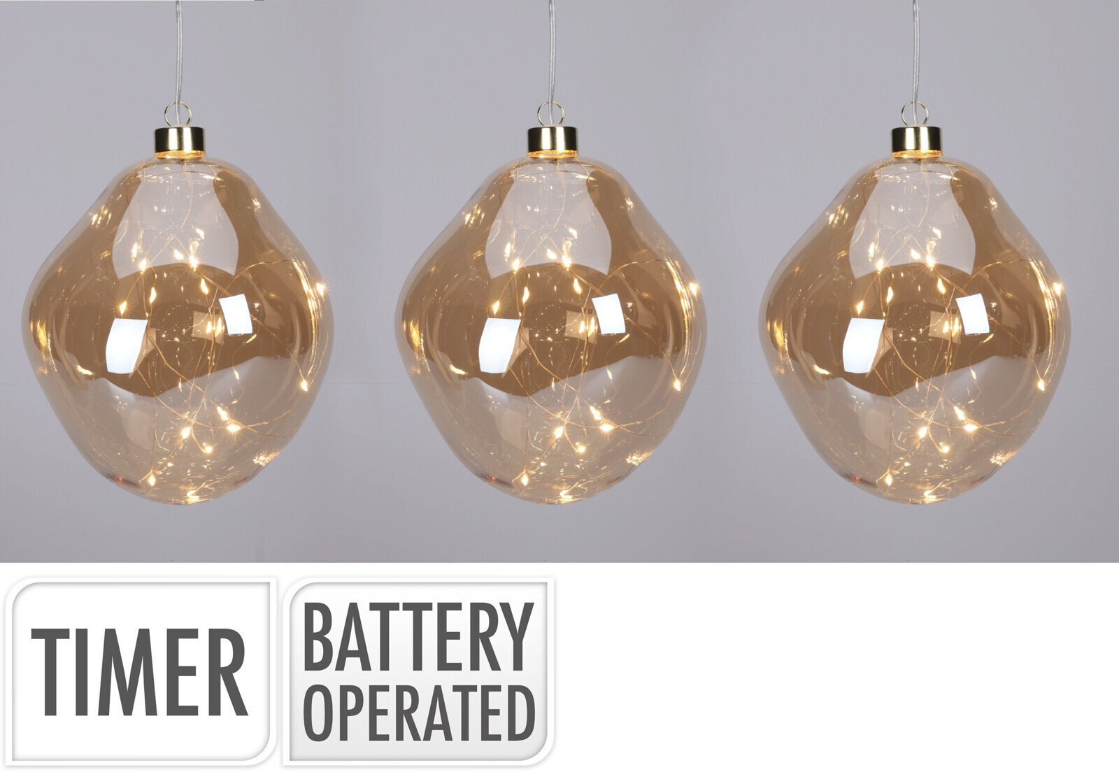 Zabawki choinkowe, szklane, 10 cm, 3 szt.