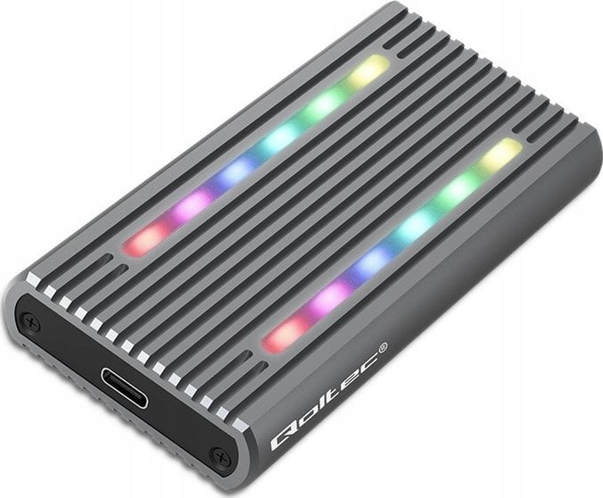 Kieszeń Qoltec Obudowa/kieszeń Qoltec na dysk M.2 SSD | SATA | NVMe | RGB LED | USB-C | 4TB