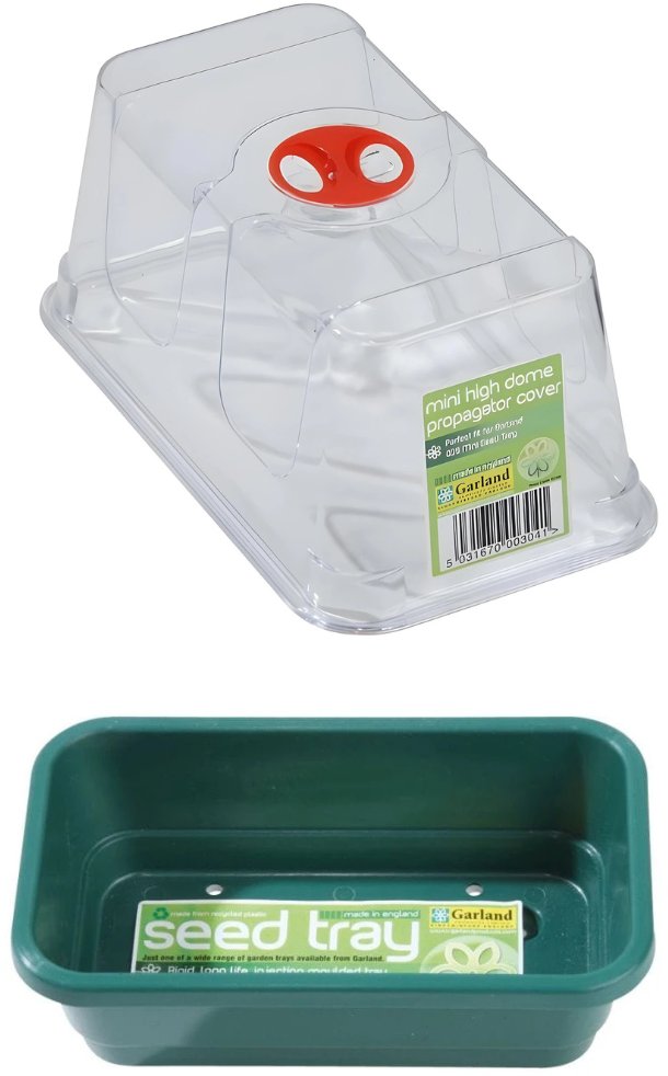 Zestaw: Mini pokrywka do tacy wysiewowej + Mini taca do wysiewu z otworami - 16,5x9,5 cm Garland