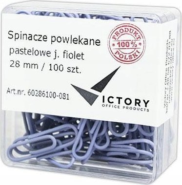 Victory Office Product SPINACZE BIUROWE VICTORY OFFICE 28MM 100 SZT. OKRĄGŁE PASTELOWE JASNOFIOLETOWE POJEMNIK PLASTIKOWY