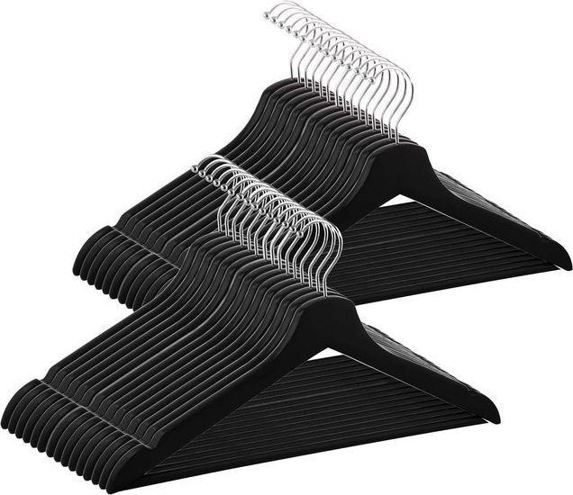 Springos Wieszaki na ubrania drewniane zestaw 30 szt. czarne UNIWERSALNY