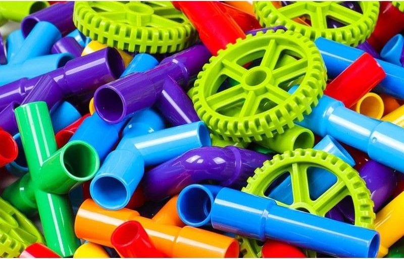 KIK Klocki Słomki Konstrukcyjne, Kolorowy Rurociąg Rury Rurki ok. 340 Elementów