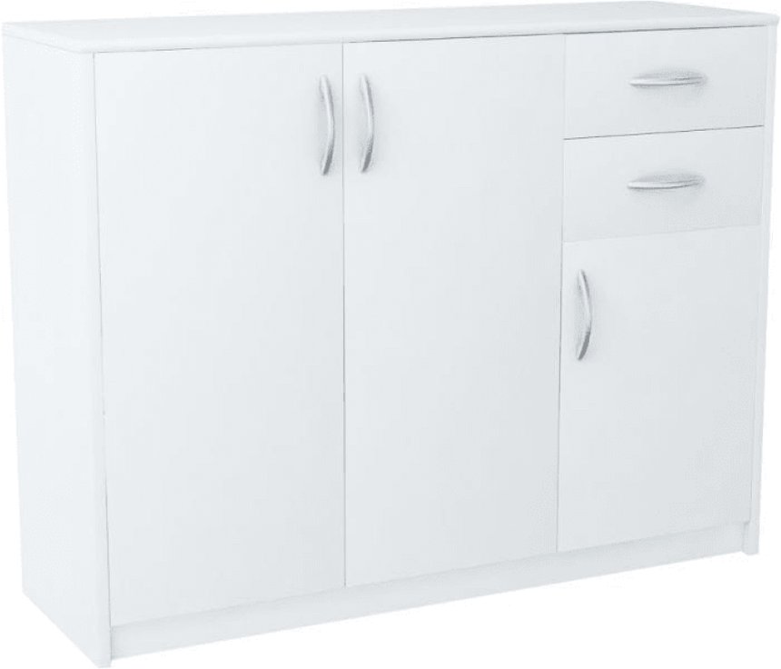 Komoda z szufladami, drzwiczkami, Classic, 110x35x85 cm, biel, mat | TYLETEGOTU