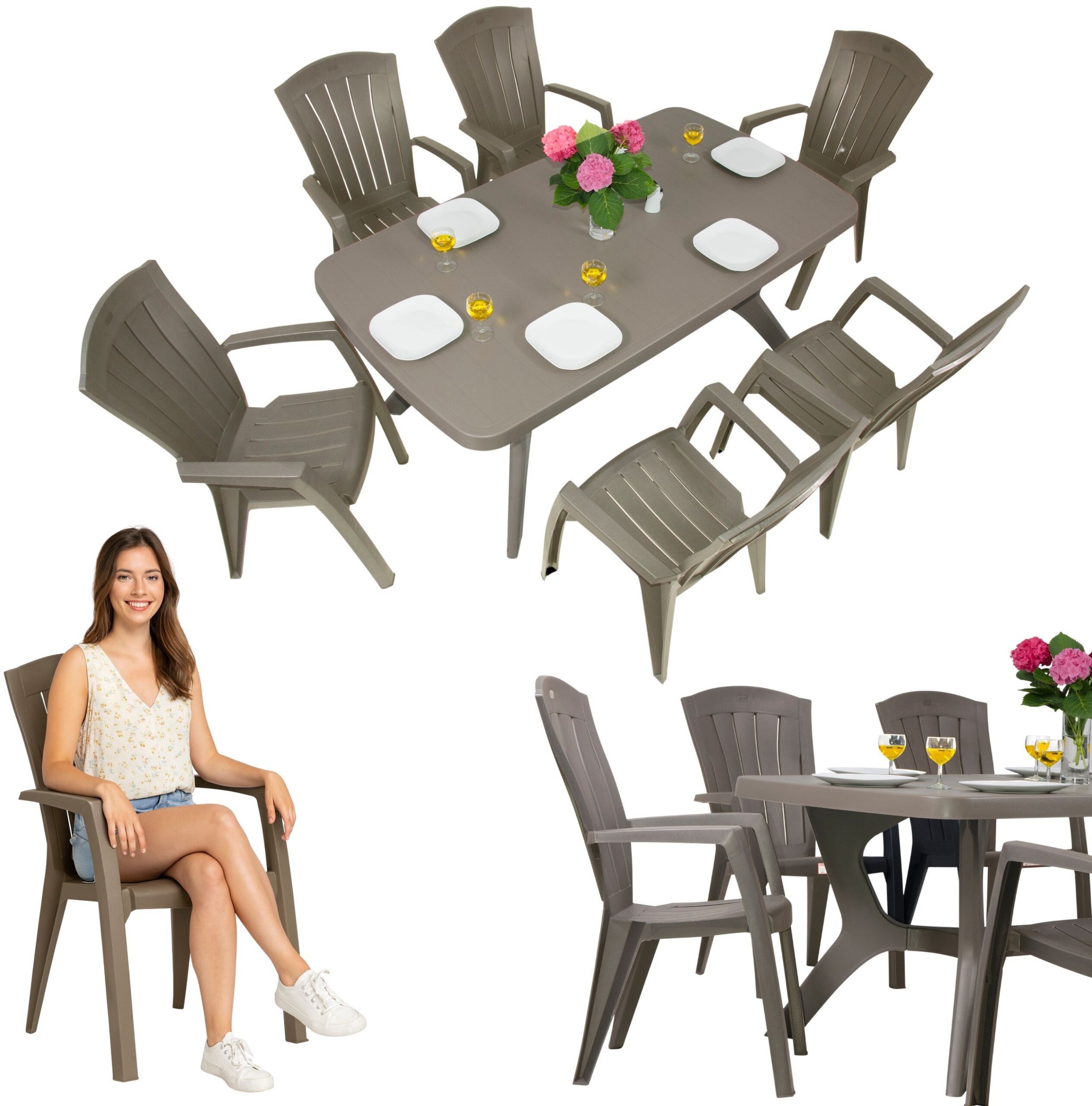 Keter Zestaw ogrodowy jadalniany dla 6 osób Krzesła Santorini i Stół Baltimore