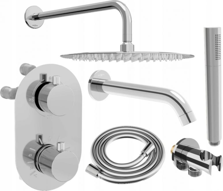 Zestaw prysznicowy Mexen Mexen Kai DR70 zestaw wannowo-prysznicowy podtynkowy z deszczownicą 25 cm, chrom - 77602DR70251-00