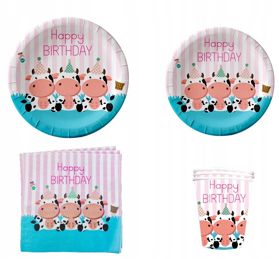 Zestaw Urodzinowy Happy Birthday Jednorazowy Krówki 50 elementów