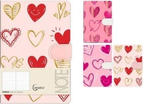 Notatnik A5/144K z zamknięciem na magnes serduszka