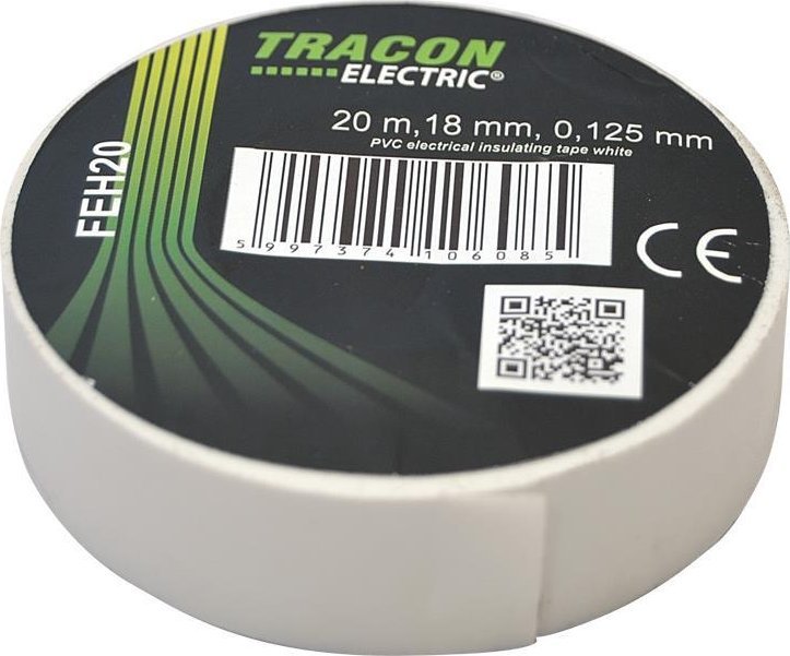 Tracon Electric Taśma izolacyjna 20mx18mm biała