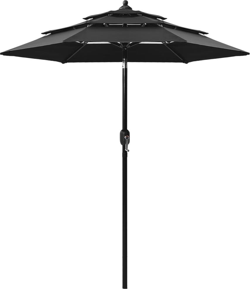 vidaXL 3-poziomowy parasol na aluminiowym słupku, czarny, 2 m