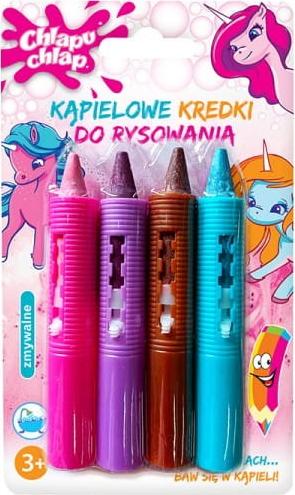 Chlapu Chlap kredki do kąpieli dla dzieci jednorożec 4szt chlapu chlap