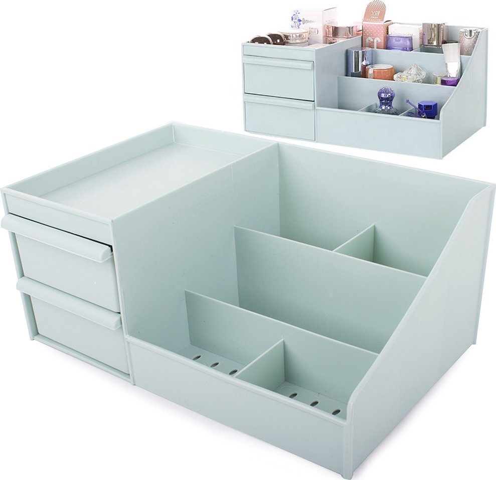 Verk Szkatułka organizer na kosmetyki biżuterię pojemnik z dwoma szufladkami Szkatułka organizer na kosmetyki biżuterię pojemnik z dwoma szufladkami