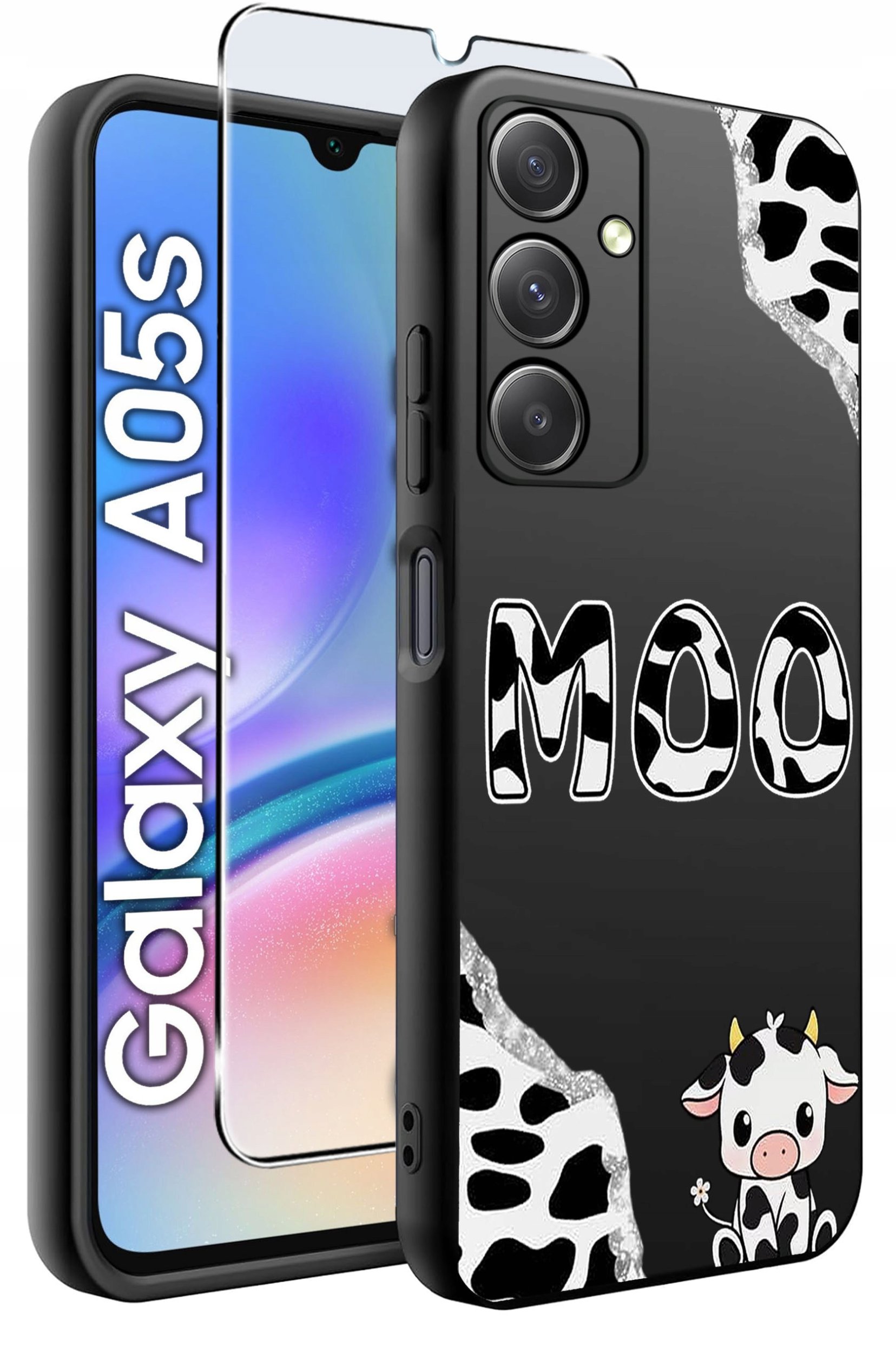 ETUI do Samsung A05s WZORY | SILIKONOWE MATT CASE + SZKŁO 9H