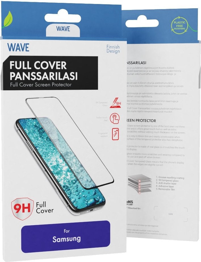 Wave Full Cover Tempered Glass, Samsung Galaxy S21, Black