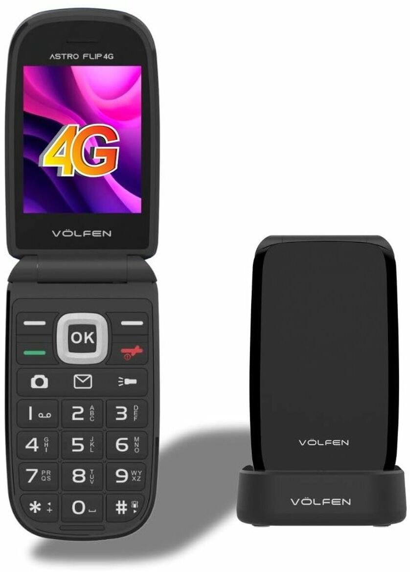 Telefon komórkowy dla seniorów Volfen ASTRO FLIP Czarny 48 MB 2,8" 4G