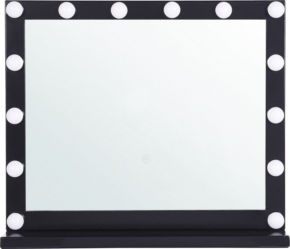 Beliani Metalowe lustro do makijażu stojące LED 50 x 60 cm czarne BEAUVOIR!