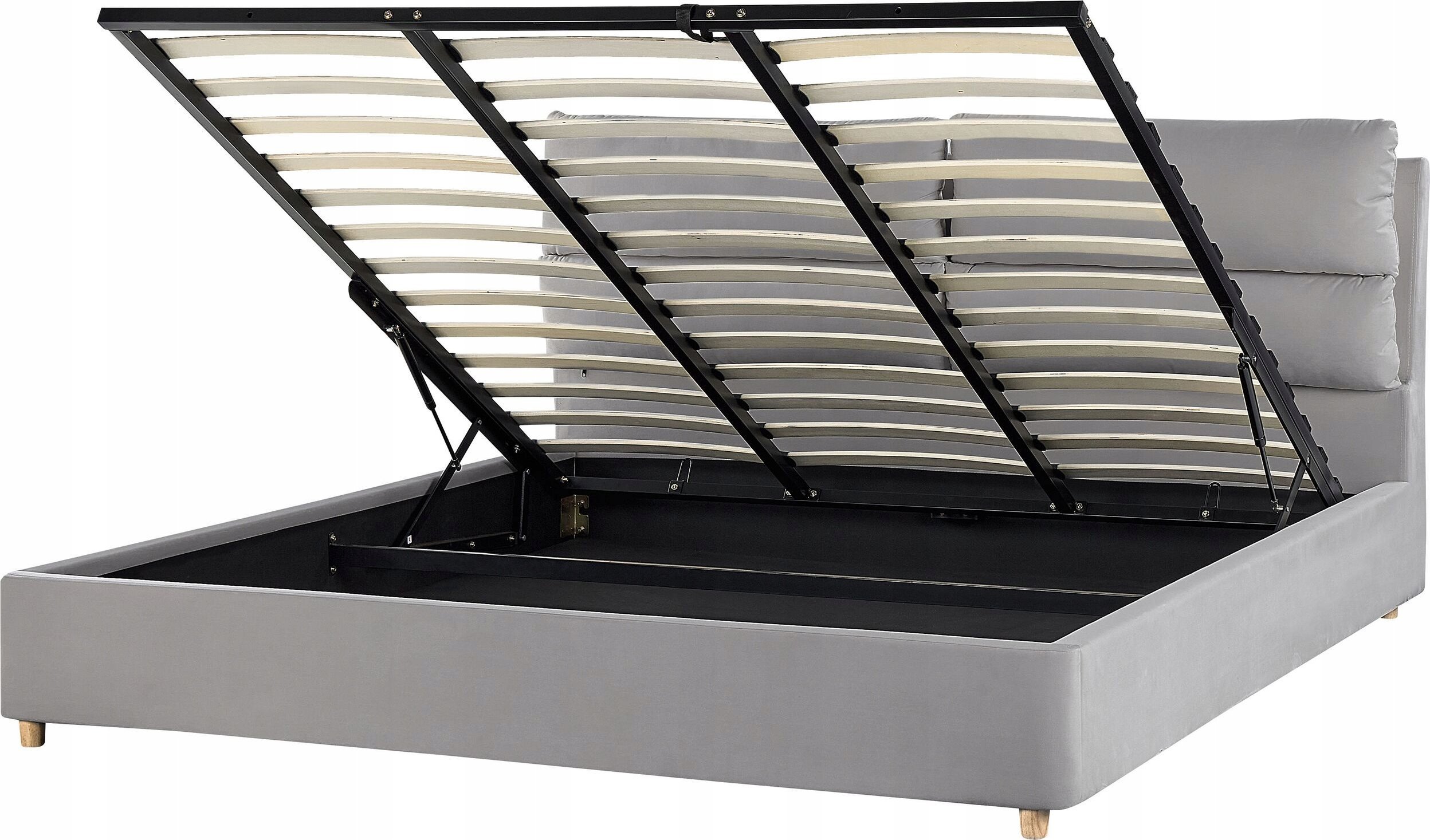 Beliani Łóżko z pojemnikiem welurowe 180 x 200 cm jasnoszare BATILLY