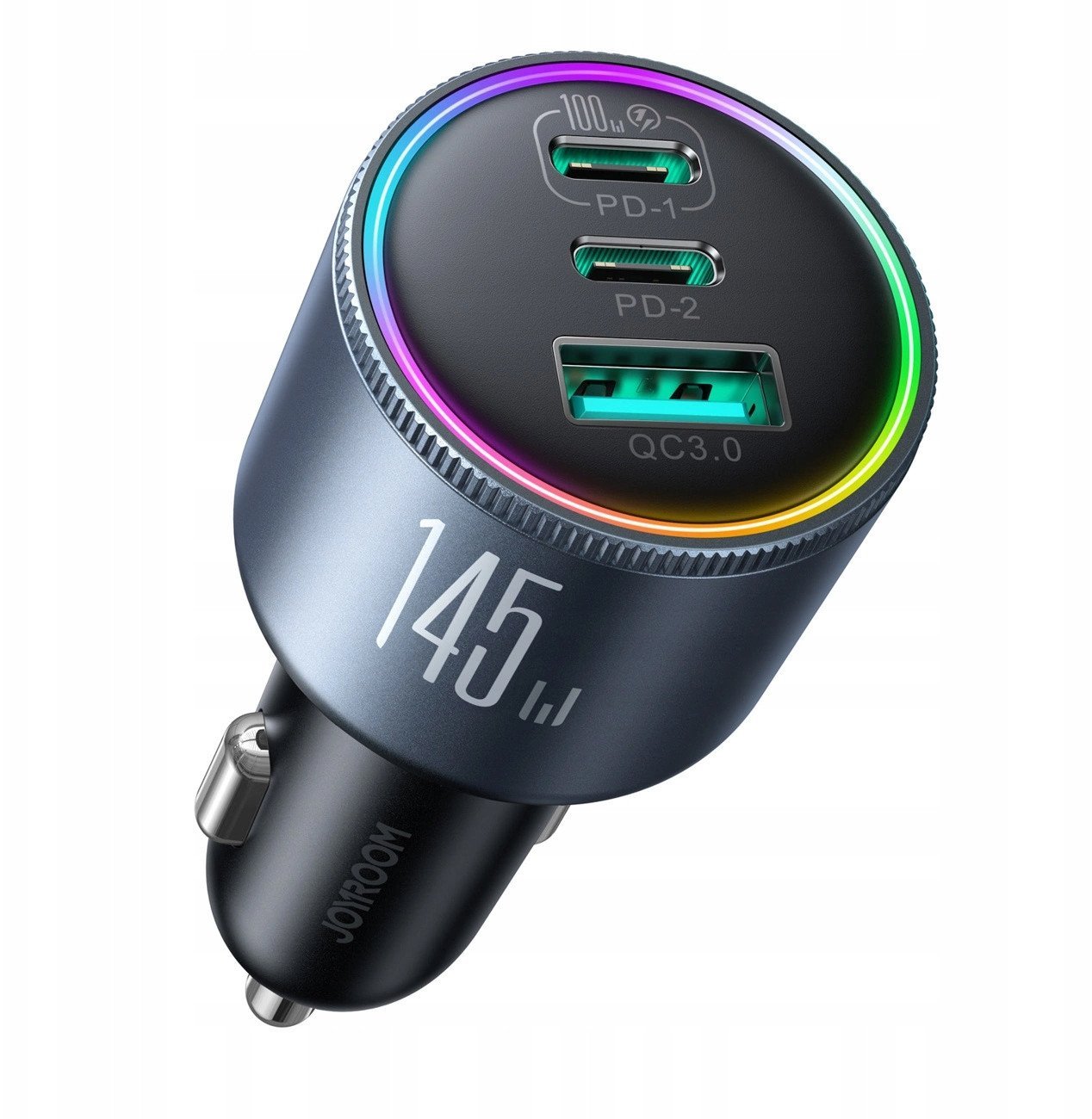 Ładowarka samochodowa Joyroom JR-CCN07 145W 2xUSB-C USB-A + kabel USB-C 100W - ciemnoszara