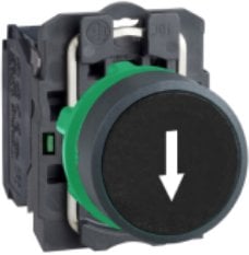Schneider Przycisk kompletny czarny kryty fi 22 z sam. powr. - ,strzałka w doł, - 1NO XB5AA3351