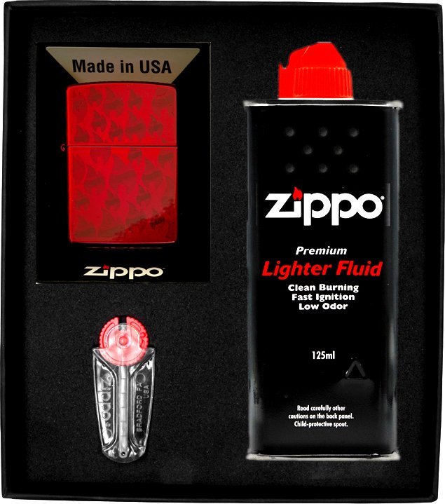 Zestaw ZIPPO Zapalniczka CANDY APPLE RED FLAME PATTERN Prezentowy No1