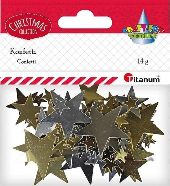 Dekoracja świąteczna Titanum Konfetti Gwiazdki 14g złote, srebrne