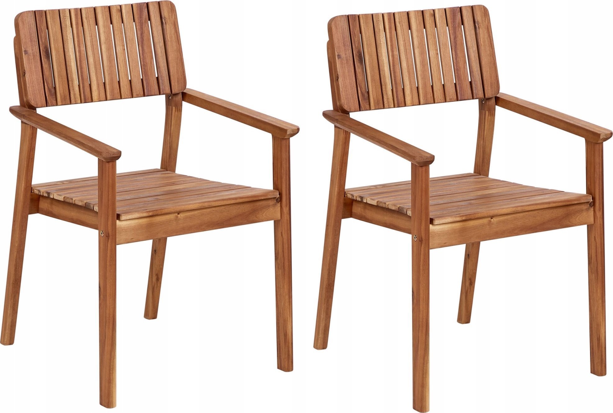 Beliani Krzesło ogrodowe Zestaw 2 Drewno Jasne drewno AGELLO