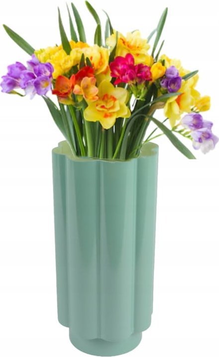 Szklany wazon na kwiaty 15x30cm Zielony dekoracyjny