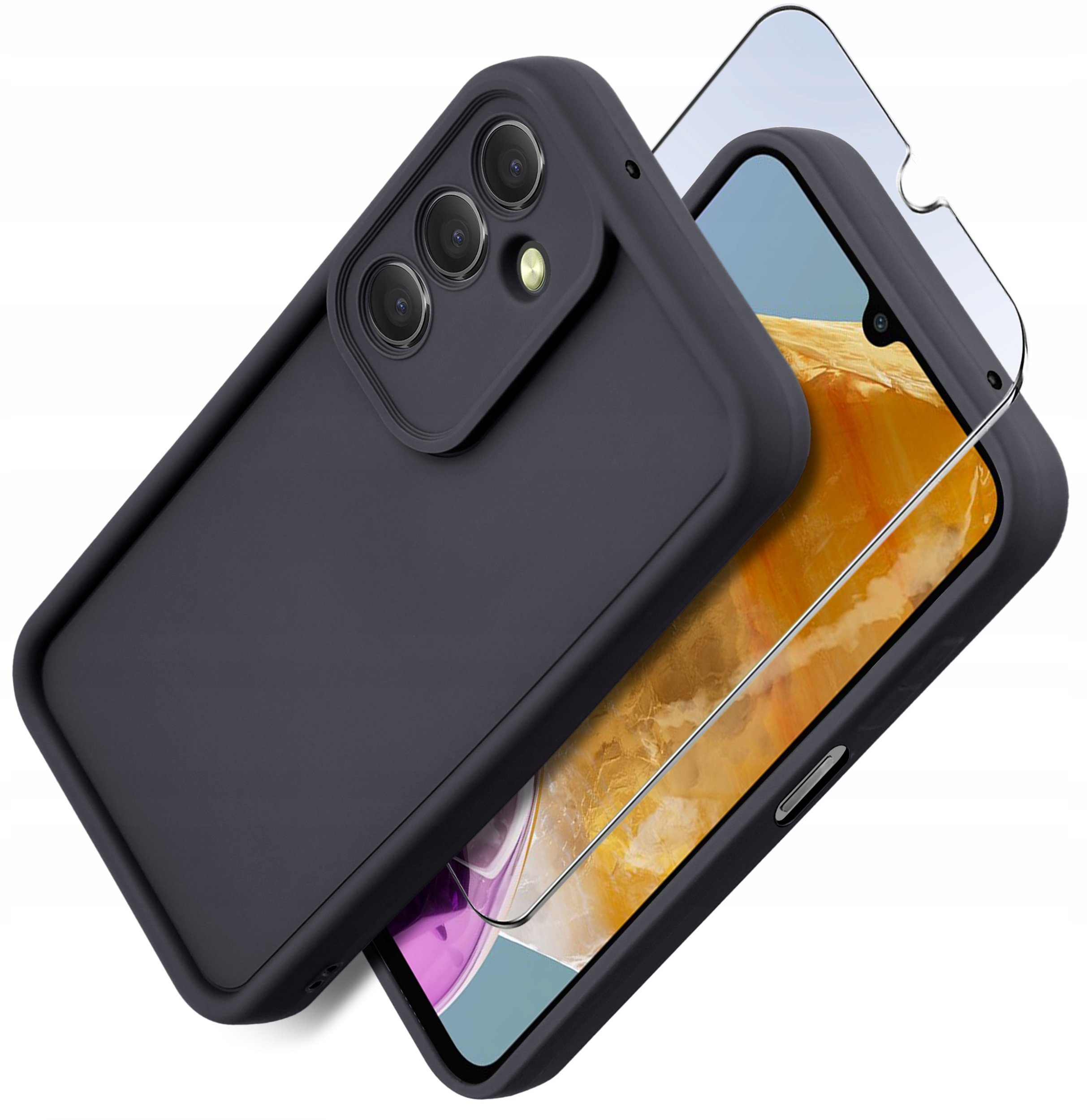 Etui do Samsung M15 5G silikonowe MATOWE + Szkło ochronne na ekran 9H