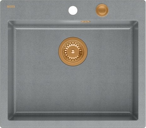 Zlewozmywak GraniteQ MORGAN 110 GraniteQ zlewozmywak silver stone z syfonem Push To Open kol. miedziany 1-komorowy b/o + zaczepy 4 szt