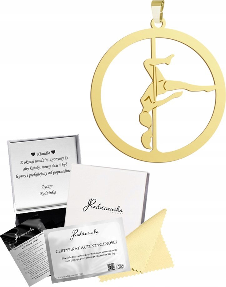 Radziszewska Jewellery Zawieszka Pozłacana Pole Dance 925 Prezent Kobieta GRAWER DEDYKACJA GRATIS