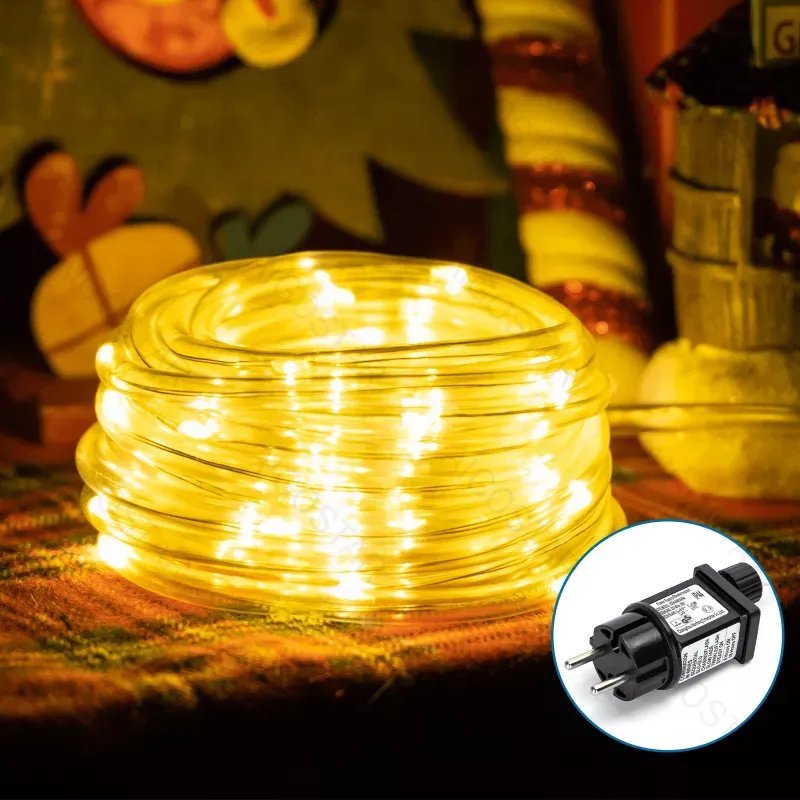 Lampki choinkowe Aigostar Wężyk led 5mm 5mb sznur 50 led biały ciepły z zasilaczem 8 funkcji Wężyk led 5mm 5mb sznur 50 led biały ciepły z zasilaczem