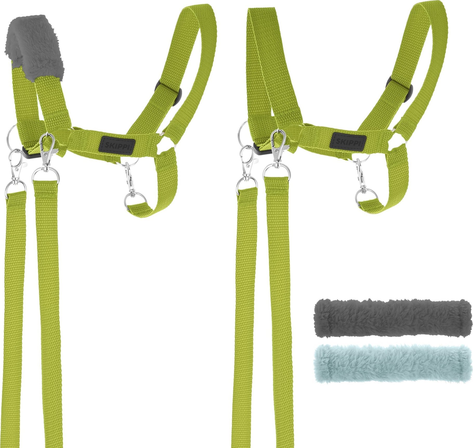 Skippi Kantar dla Hobby Horse - wodze, 2 wymienne futerka - jasny zielony